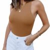 REORIA Reoria Women'S Sexy Sleeveless Racer Back Halter Neck Bodysuit Tank Tops | Bodysuit Tops